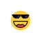 Laughing emoji with pixelart glasses