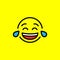 Laughing emoji with tears and closed eyes. Laughter to tears smile. Popular chat elements. Trending emoticon on yellow