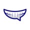 Laughing emoticon chat. Emoji with wide smile showing teeth. Happy face. Vector illustration For social networks, internet