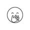 Laughing Emoticon covering his mouth with hand outline icon
