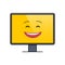 Laughing face on computer screen emoticon