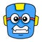 Laughing face robot head grinning, doodle icon drawing
