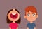 Laughing Girl Making Jokes Upsetting Her Friend Vector Cartoon