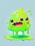 Laughing Green Cartoon Monster with Slime