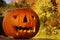 A laughing Halloween pumpkin