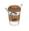 Laughing internet meme illustration of coffee cup