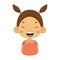 Laughing Little Girl Flat Cartoon Portrait Emoji Icon With Emotional Facial Expression
