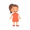 Laughing little girl flat vector illustration. Cheerful child with a smile on face standing alone cartoon character