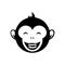 Laughing Monkey Head Cartoon Icon Monochrome. Cheerful Character Vector