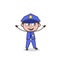 Laughing Officer on Success Vector Illustration