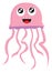 A laughing pink-colored cartoon jellyfish vector or color illustration