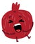 Laughing pomegranate character. Cute fresh fruit emoji