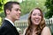 Laughing Prom Couple Showing Boutonniere