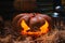 Laughing pumpkin with a candle inside