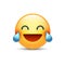 Laughing smiley with Tears of Joy. Happy cartoon emoticon. Emoji face laugh and crying