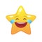 Laughing tears star shaped comic emoticon