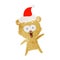 laughing teddy  bear retro cartoon of a wearing santa hat