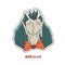 Laughing vampire Dracula. Cute Halloween character sticker. Vector illustration