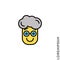 Laughing, yellow emoticon boy, man icon. Fun, face vector. Humor, smile, positive symbol for web and mobile apps. Smiling Raised