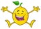 Laughing Yellow Lemon Fresh Fruit With Green Leaf Cartoon Mascot Character Jumping