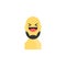 Laughing yellow smiley with beard. Like social icon. Button for expressing social emoji. Flat illustration EPS 10