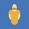 Laughing yellow smiley in body. Like social icon. Button for expressing social emoji. Flat illustration EPS 10