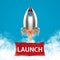 Launch banner with space shuttle