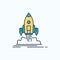 Launch, mission, shuttle, startup, publish Flat Icon. green and Yellow sign and symbols for website and Mobile appliation. vector