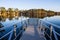 A launch ramp on a lake for boating.