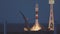 Launch of the Soyuz FG MS-05 space rocket. The spacecraft launches into space, the astronauts fly away from planet earth