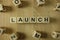 Launch word from wooden blocks