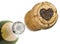 Launched champagne cork with the shape of a heart burnt in.seri