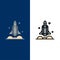 Launcher, Rocket, Spaceship, Transport, Usa  Icons. Flat and Line Filled Icon Set Vector Blue Background