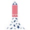 Launching American rocket - concept with US flag, symbol of economic growth, democratic elections and freedom