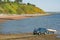 Launching a dingy at Fortrose.