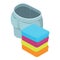 Laundered clothes icon isometric vector. Stack of colorful washed clothes icon