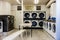 Laundromat interior with washing machines