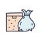 laundry basket with bag color vector doodle simple icon
