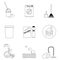 Laundry and cleaning house icon set line