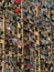 Laundry drying at windows of Chinese residential building