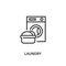 Laundry flat line icon. Vector illustration washing machine and next to the pelvis