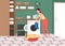 Laundry at home flat color vector illustration