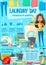 Laundry, household and housekeeping vector poster