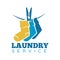 Laundry icon or laundromat vector template of socks on clip rope