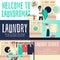 Laundry and Laundromat service banners or flyers flat vector illustration.