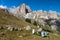 Laundry on the line in front of Cigolade towers, South Tyrol