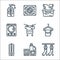 laundry line icons. linear set. quality vector line set such as socks, bleach, temperature, hanger, drying, dryer, rinse, washing