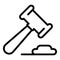 Laundry money gavel icon, outline style