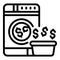 Laundry money machine cash icon, outline style