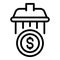 Laundry money shower icon, outline style